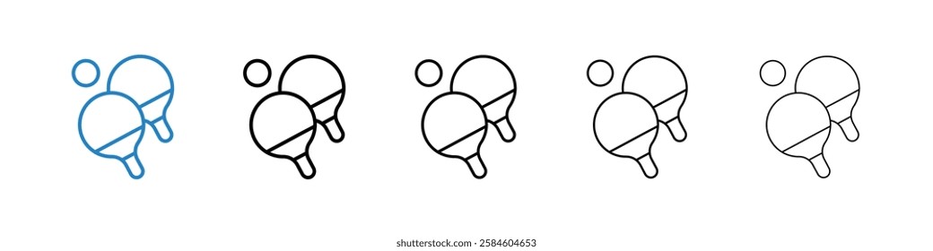 Ping pong icons in five different stroke sizes