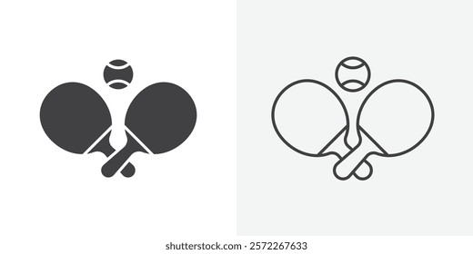 Ping pong icons. flat and line style set