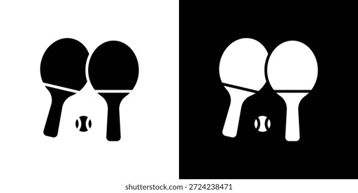 Ping pong icons flat vector concept. Black and white illustrations