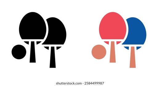 Ping pong icons pack in black and colored version