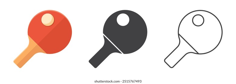 Ping pong icons set in flat style. Racket and ball vector illustration on isolated background. Table tennis sign business concept.