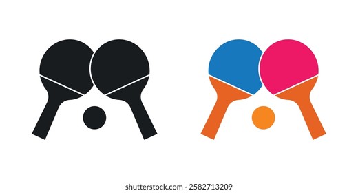 Ping pong icons set vectors black and colored style