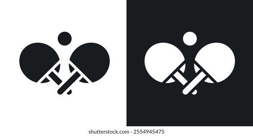 Ping pong icons in solid black and white colors