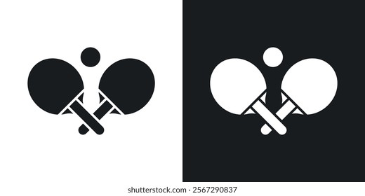 Ping pong icons in solid black and white colors