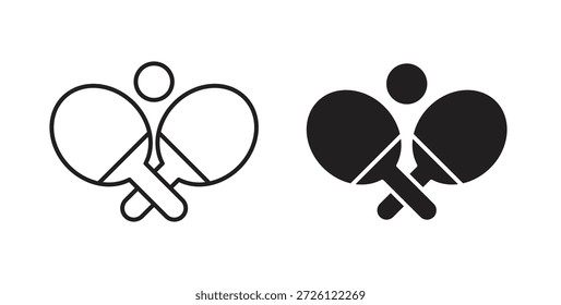 Ping-Pong-Symbole, Vektorsymbol mit editierbarem Strich und flachen Versionen