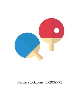 Ping pong isolated flat design. Blue and red rackets with ball