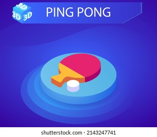 Ping pong isometric design icon. Vector web illustration. 3d colorful concept