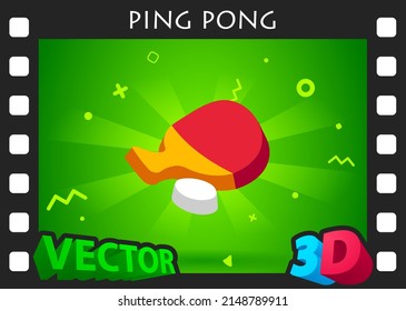 Ping pong isometric design icon. Vector web illustration. 3d colorful concept