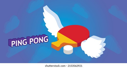 Ping pong isometric design icon. Vector web illustration. 3d colorful concept