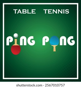 Ping pong lettering. Poster table tennis tournament vector flat