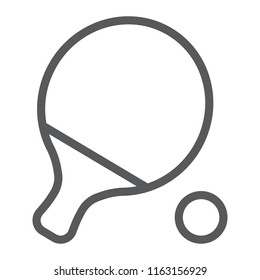 Ping pong line icon, game and sport, racket sign, vector graphics, a linear pattern on a white background, eps 10.