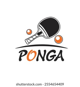 ping pong logo for ponga using black white aura