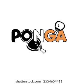 ping pong logo for ponga using black white aura