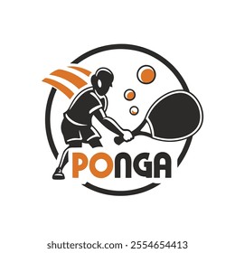 ping pong logo for ponga using black white aura