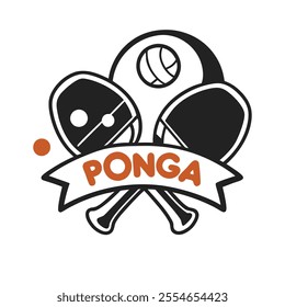 ping pong logo for ponga using black white aura