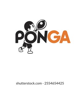 ping pong logo for ponga using black white aura