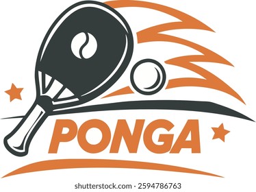 Ping Pong logo for 'Ponga' using black, white, orange 