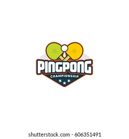 Ping pong logo. Table tennis sport badge. Vector illustration