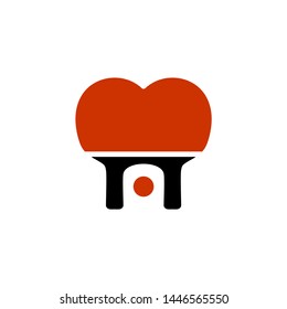 Ping Pong Lovers Symbol Logo Racquetball and Hearth Logo