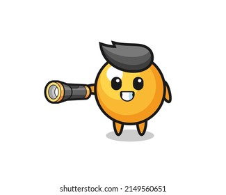 mascota de ping pong sostiene linterna, diseño bonito