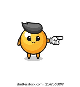 ping pong mascot with pointing right gesture , cute design