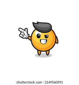 ping pong mascot pointing top left , cute design