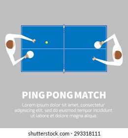 Ping pong match. Table tennis player. Sport design over gray background, vector illustration