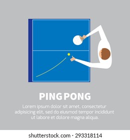 Ping pong match. Table tennis player. Sport design over gray background, vector illustration