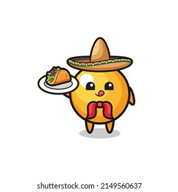 ping pong Mexican chef mascot holding a taco , cute design