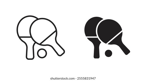 Ping pong outlined and solid icon vector collection.