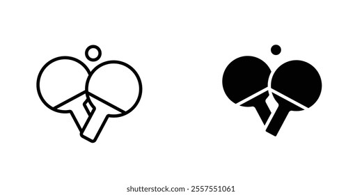 Ping pong outlined and solid icon vector collection.