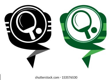 Ping Pong Paddle and Ball black and green pointer