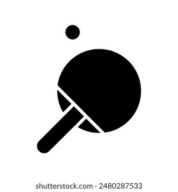 Ping pong paddle with ball icon. Table tennis, sports equipment, game, playing, recreation, competition, graphic, colorful.