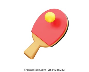 Ping Pong Paddle and Ball icon 3d render Table tennis icon 3d render illustration