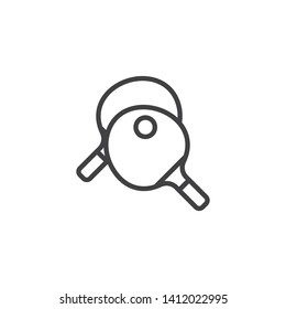 Ping pong paddle and ball line icon. linear style sign for mobile concept and web design. Table Tennis sport outline vector icon. Symbol, logo illustration. Vector graphics