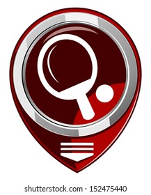 Ping Pong Paddle and Ball red map pointer