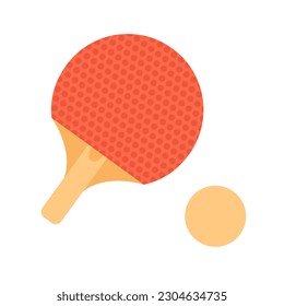 Ping pong paddle with ball semi flat colour vector object. Rubber racquet with pingpong ball. Editable cartoon clip art icon on white background. Simple spot illustration for web graphic design