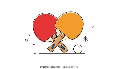 Ping pong paddle and ball sports game equipment illustration