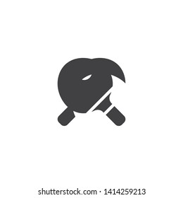 Ping pong paddle and ball vector icon. filled flat sign for mobile concept and web design. Table Tennis sport glyph icon. Symbol, logo illustration. Vector graphics