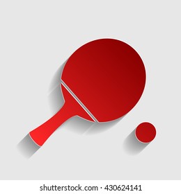 Ping pong paddle with ball vector icon