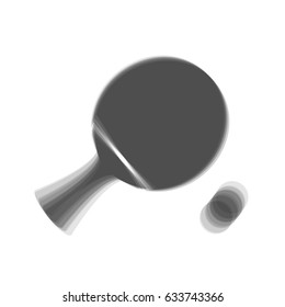 Ping pong paddle with ball. Vector. Gray icon shaked at white background.
