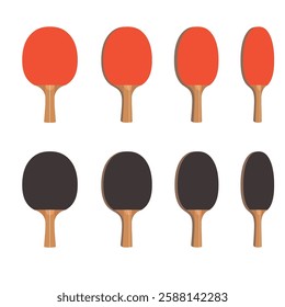 Ping pong paddle from different angles flat vector illustration. Table tennis sports equipment clipart. Sport and recreation, active game concept, eps 10