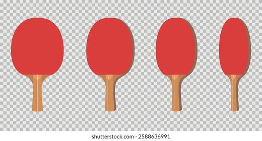 Ping pong paddle from different angles flat vector illustration. Table tennis sports equipment clipart. Sport and recreation, active game concept, eps 10