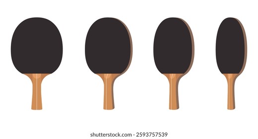 Ping pong paddle from different angles flat vector illustration. Table tennis sports equipment clipart. Sport and recreation, active game concept, eps 10