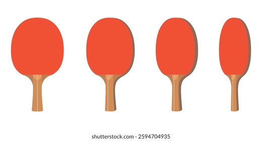 Ping pong paddle from different angles flat vector illustration. Table tennis sports equipment clipart. Sport and recreation, active game concept, eps 10