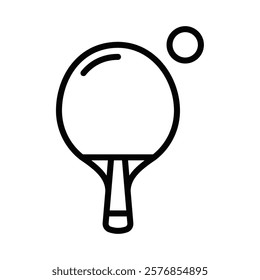 Ping pong paddle icon in minimal vector style. Editable stroke.