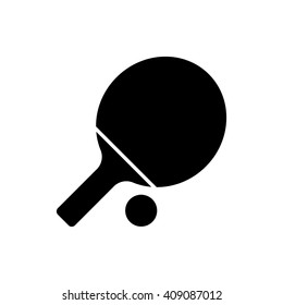 Ping pong paddle icon. Silhouette vector illustration