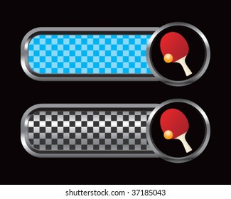 ping pong paddle on checkered tabs