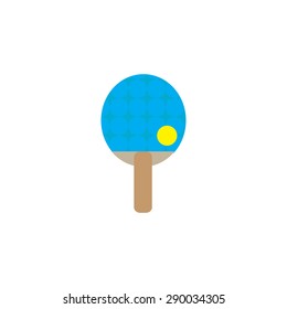 Ping Pong paddle racket and ball. Sport design elements on a white background. Vector icon illustration