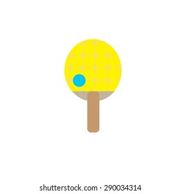 Ping Pong paddle racket and ball. Sport design elements on a white background. Vector icon illustration
